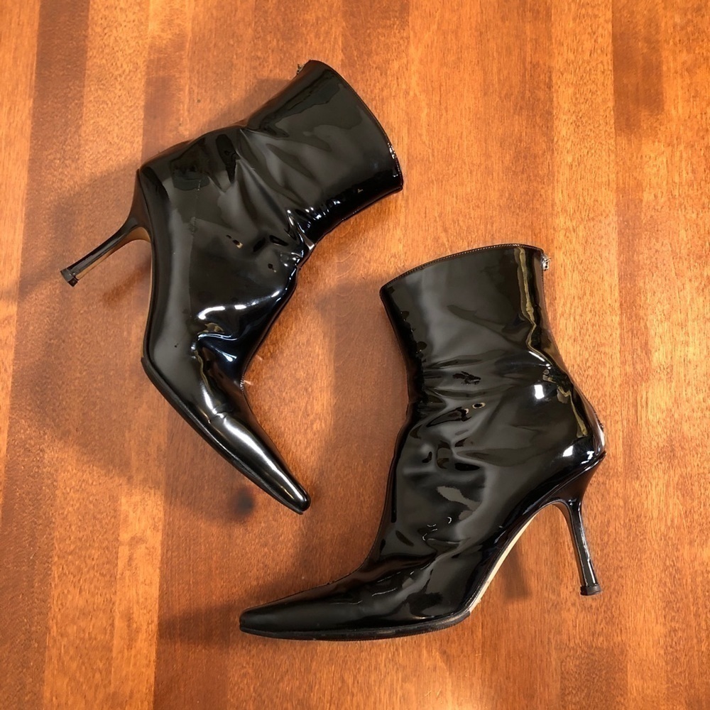 JIMMY CHOO | Black patent leather ankle bo…